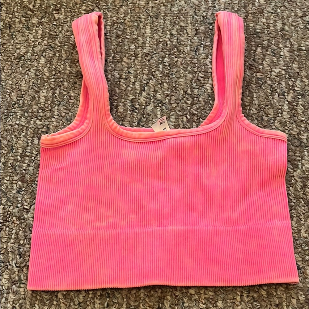 Pink Ribbed Women's Top - Picture 2 of 3